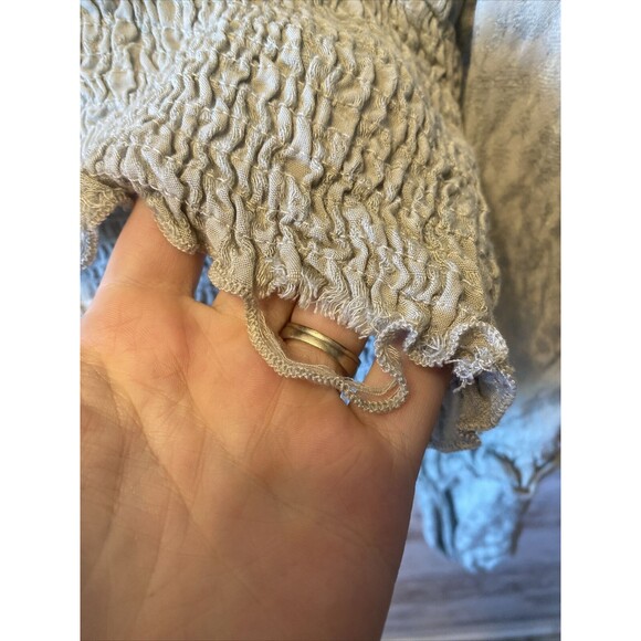 Altar d' State Smocked Crop Top Women Size Large Green Rayon Ruffle Boho Hippie - Picture 7 of 7